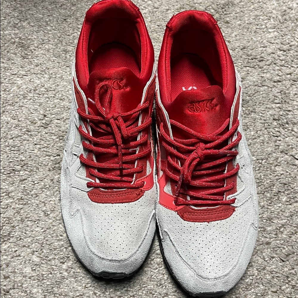 ASICS Red and Light Gray Athletic Shoes